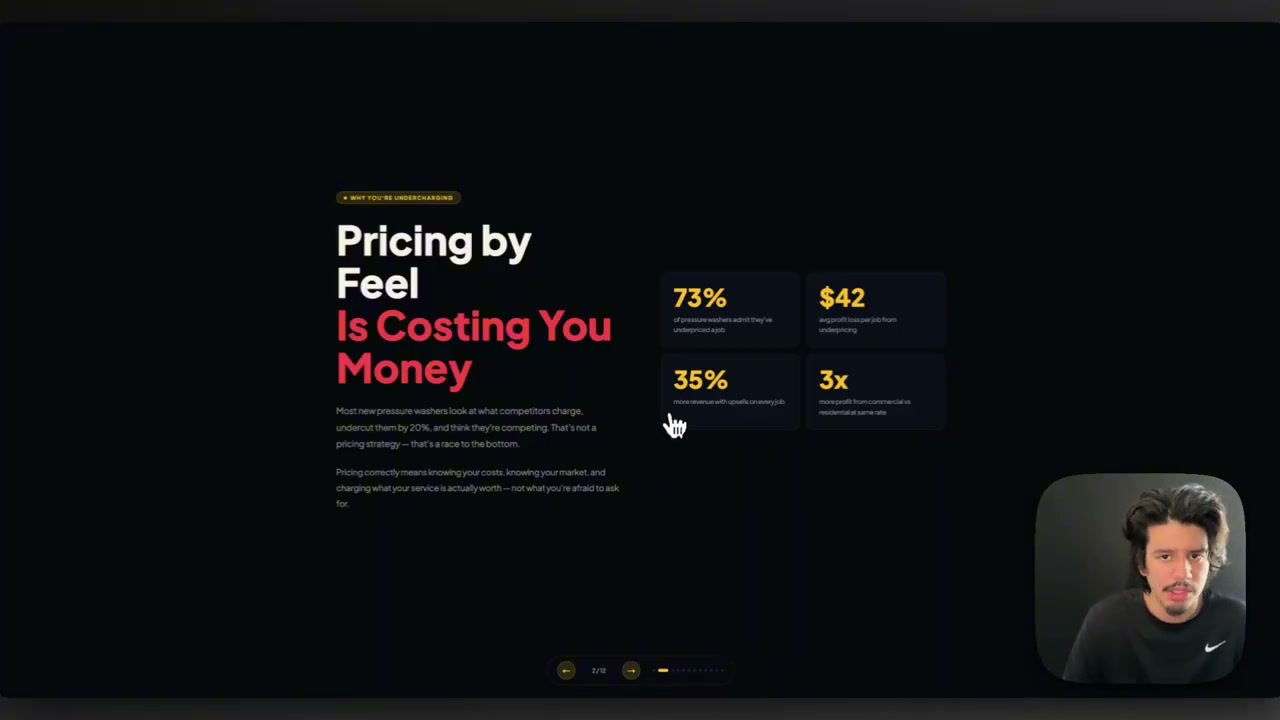 Transcript discussing finding market pricing by researching top local pressure washers