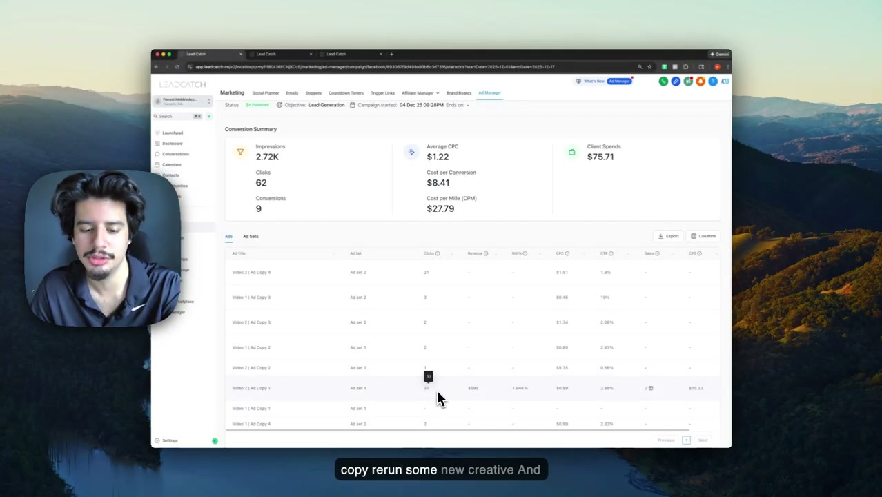 LeadCatch invoicing platform interface for tracking sales and revenue